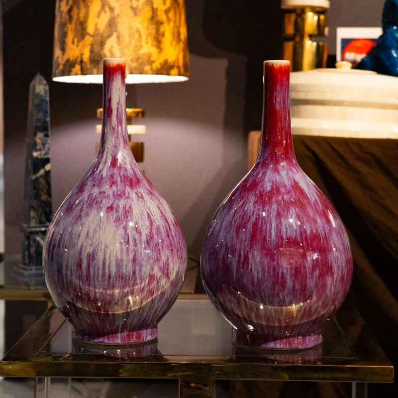 Pair of tulip vases, China, 19th century, oxblood red
