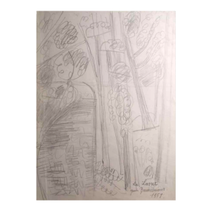 Jean Brusselmans La Lasne rivier, potloodtekening op papier, 1951