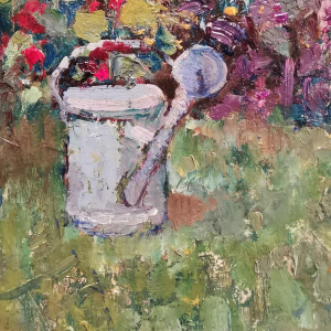 Edgard WIETHASE 'L'arrosoir' peinture huile sur panneau