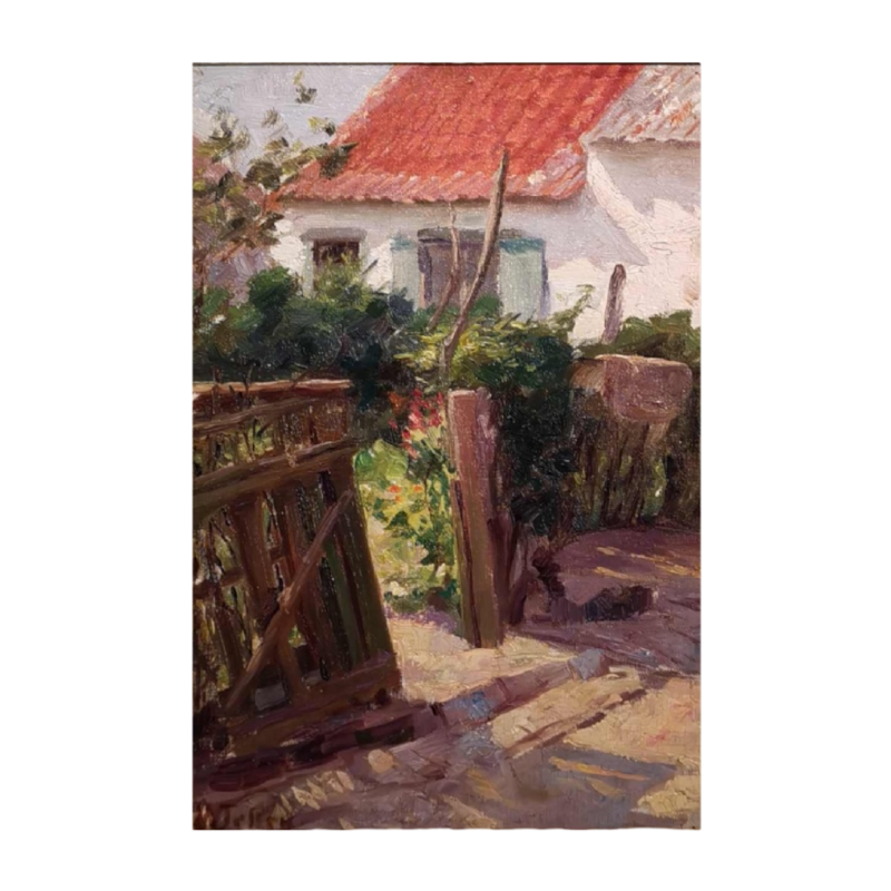 William Jelley 'Le portail' maison de la côte belge, peinture huile sur toile, ca 1900