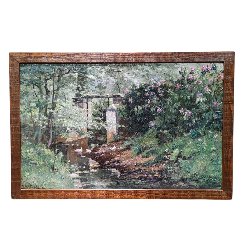 Henri van Zuylen, olieverf op paneel, aan beide zijden beschilderd, landschap en tijgers.