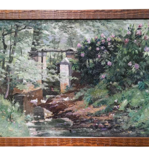 Henri van Zuylen, oil on panel, painted on both sides, landscape and tigers.