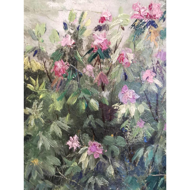 Henri van Zuylen, oil on panel, painted on both sides, landscape and tigers.