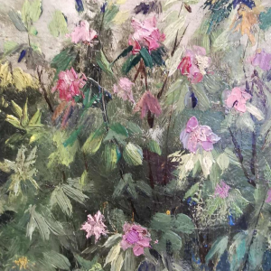 Henri van Zuylen, oil on panel, painted on both sides, landscape and tigers.