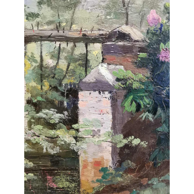 Henri van Zuylen, huile sur panneau, peint des deux côtés, paysage et tigres.