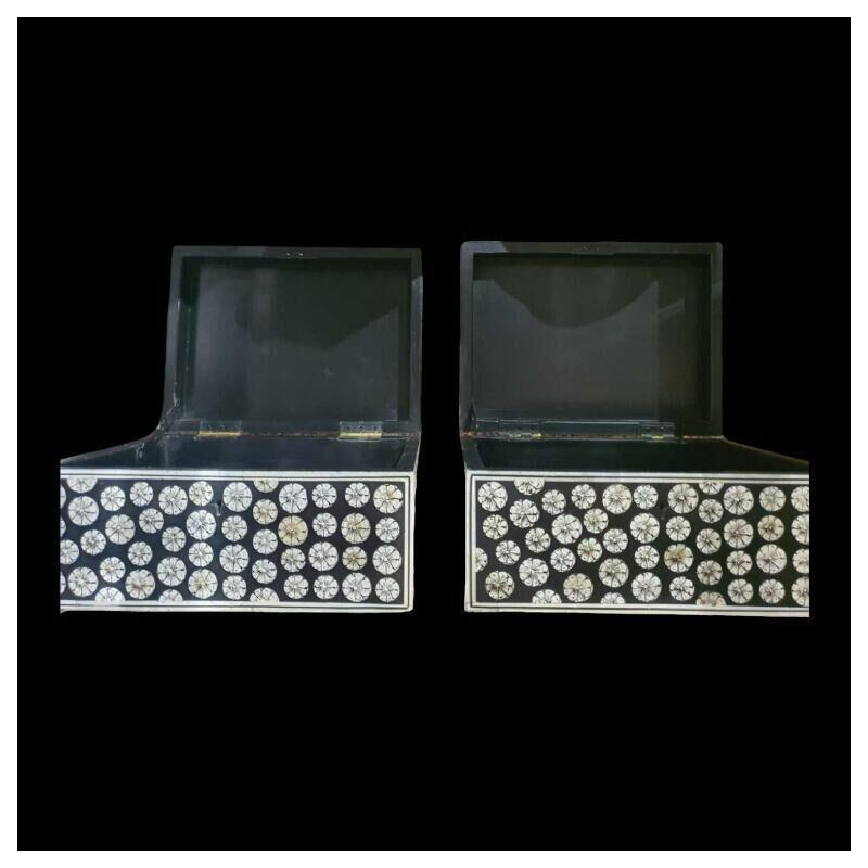 Pairs of 20th century Bone and Black Lacquer Boxes
