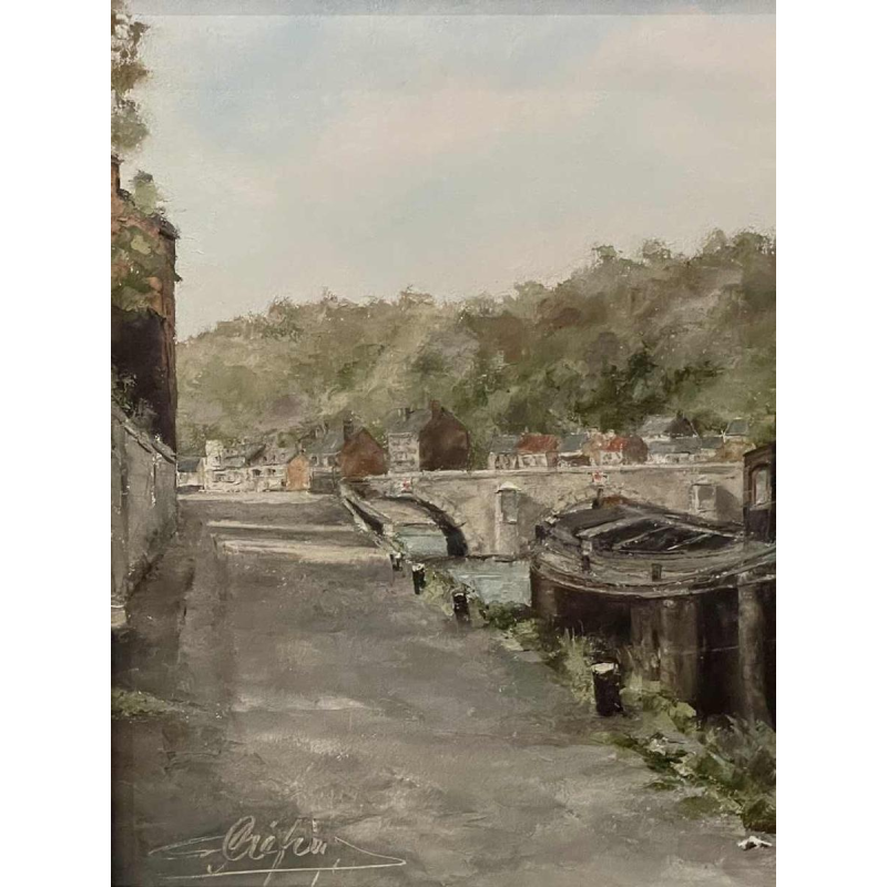 Alphonse CREPIN (1931-2010): « La péniche amarrée près du pont de Jambes »