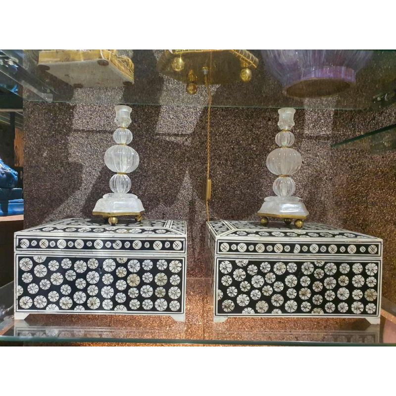 Pairs of 20th century Bone and Black Lacquer Boxes