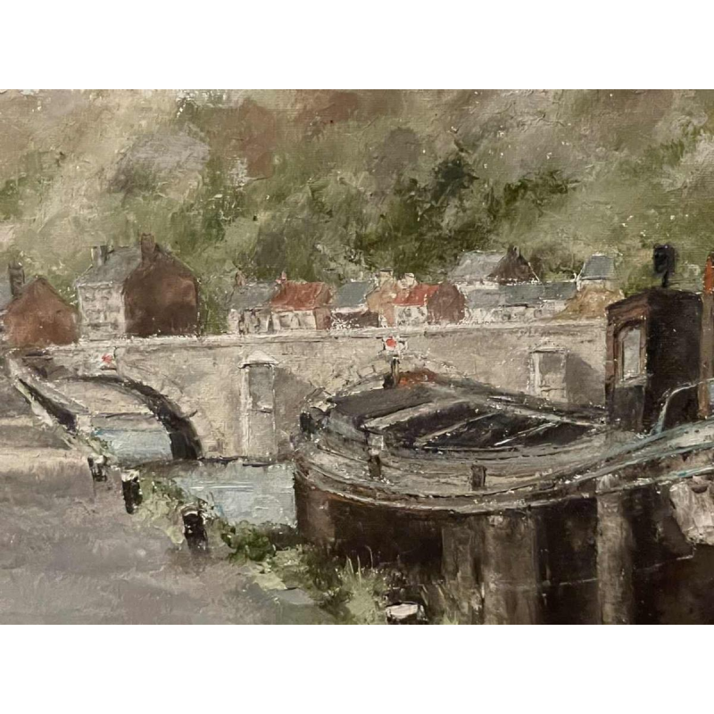 Alphonse CREPIN (1931-2010): « La péniche amarrée près du pont de Jambes »