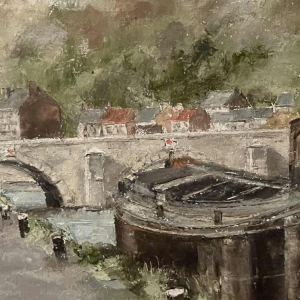 Alphonse CREPIN (1931-2010): « La péniche amarrée près du pont de Jambes »