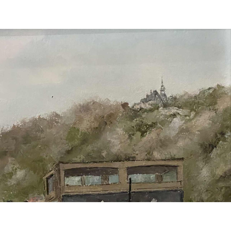 Alphonse CREPIN (1931-2010): The barge moored near the Jambes bridge.