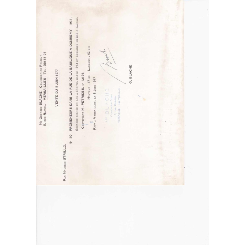 Maurice UTRILLO Promeneurs rue de la basilique à Dom Remy, gouache painting, 1933