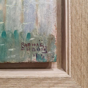 Vissen in Vlaanderen' olieverf op paneel door Raphaël Dubois, luministisch schilderij