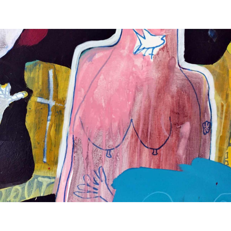 René and Ruben Gratia, “The young girl and death (with a gold tooth)“, acrylic on canvas