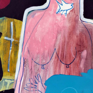 René and Ruben Gratia, “The young girl and death (with a gold tooth)“, acrylic on canvas