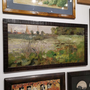 Victor Gilsoul 'Nieuwport area, Gravensluis' painting oil on panel, ca 1930