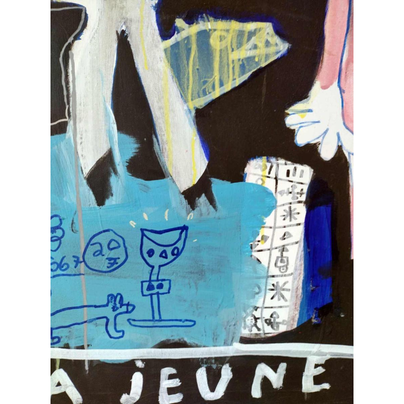 René en Ruben Gratia, “Het meisje en de dood (met een gouden tand)“, acryl op doek