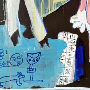 René and Ruben Gratia, “The young girl and death (with a gold tooth)“, acrylic on canvas