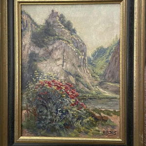 Henri BODART (1874-1940): « Massif de fleurs en bord de Meuse »