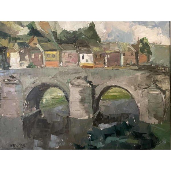 Ernest HANOTIAUX (1903-1970): Namur - The Jambes Bridge over the Meuse.