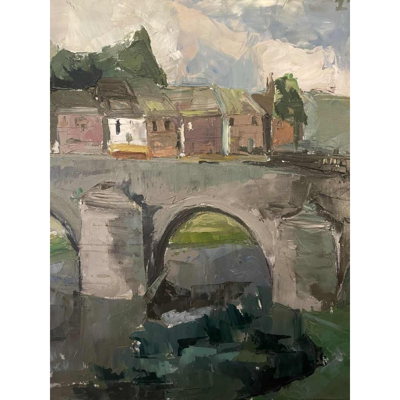 Ernest HANOTIAUX (1903-1970): Namur - The Jambes Bridge over the Meuse.