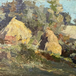Eugène VAN MIERLO (1880-1972): « diseaux - meules de foin »