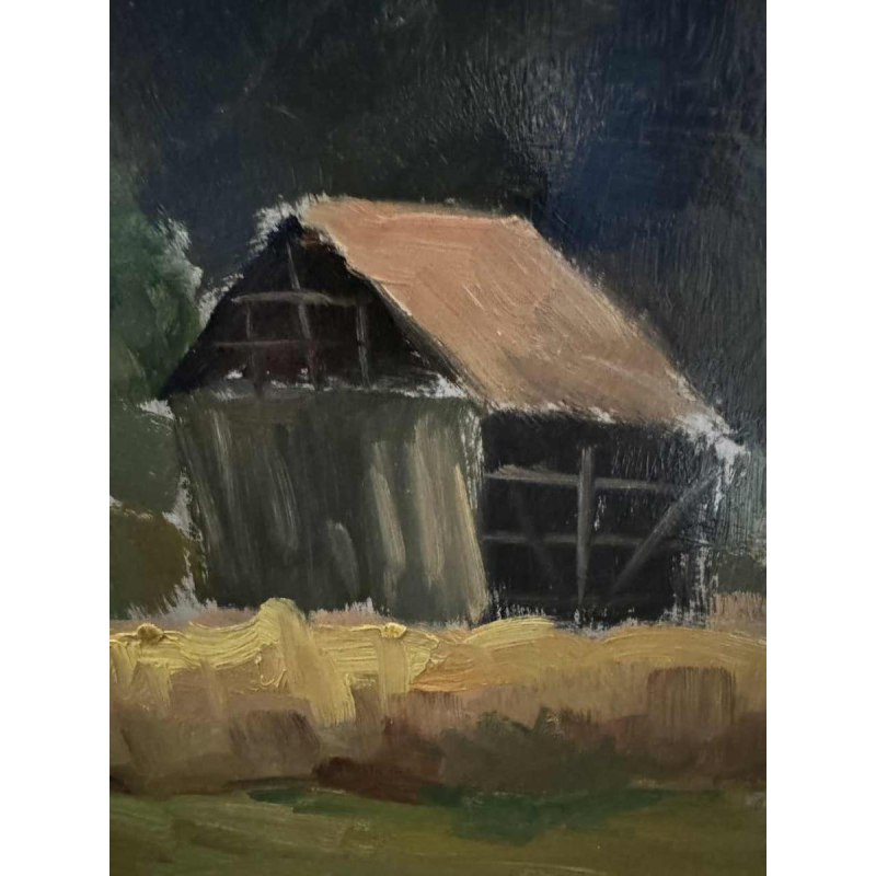 Dr Pierre DELCOURT (1914-): Frahan - the church and the tobacco drying shed.