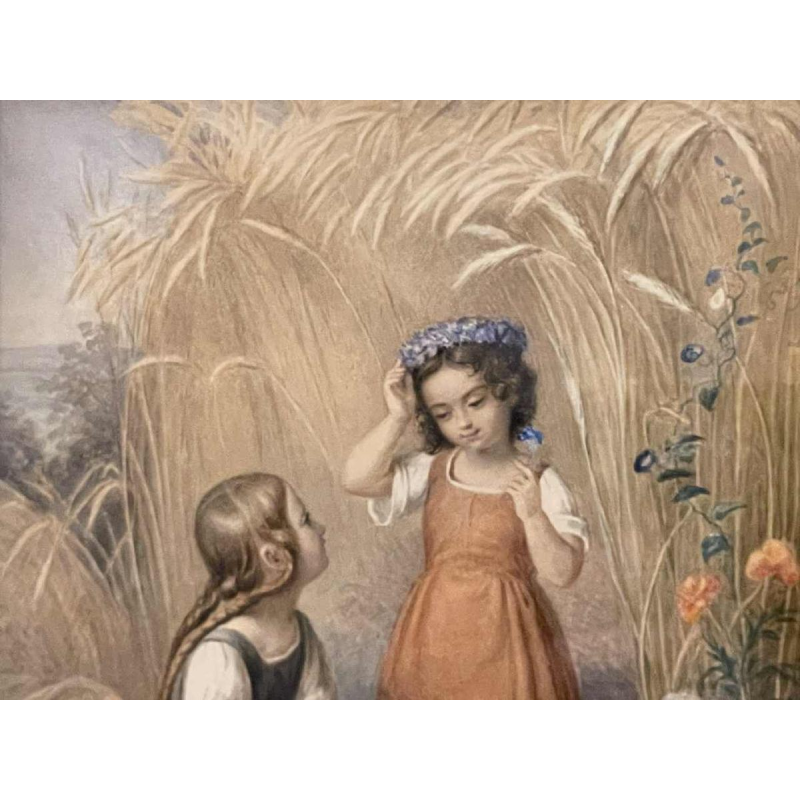 Carl (Karl) BURGGRAF (1803-1857): Meisjes in een korenveld.