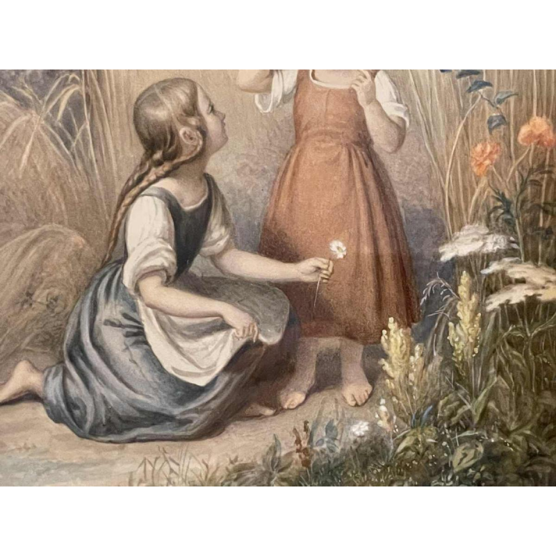 Carl (Karl) BURGGRAF (1803-1857): Meisjes in een korenveld.