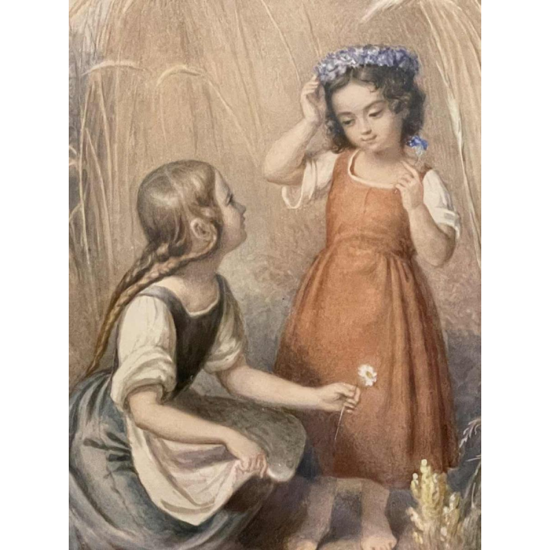 Carl (Karl) BURGGRAF (1803-1857): « les fillettes au champ de blé »