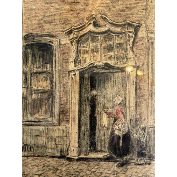 Albert DANDOY (1885-1977): « Porte de la cure de lEglise St Nicolas à Namur »