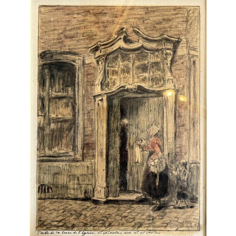 Albert DANDOY (1885-1977): “Deur van de pastorie van de Sint-Nicolaaskerk in Namen”