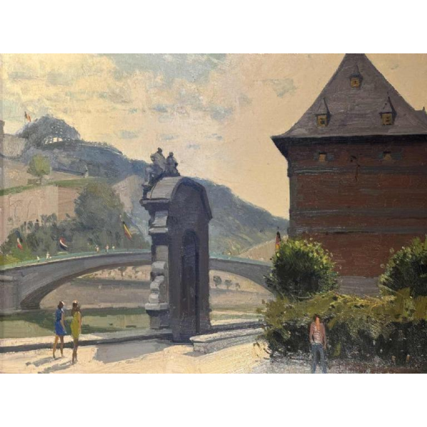 George LAMBILLOTTE (1915-1998): « Namur - porte de lentre Sambre et Meuse »
