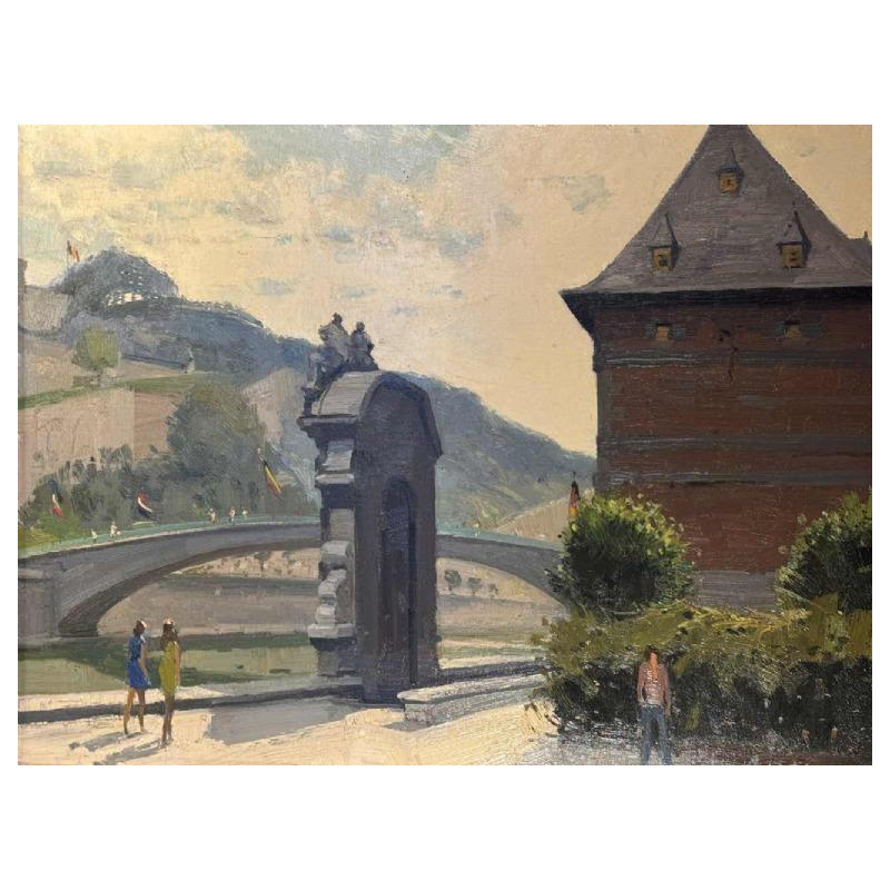 George LAMBILLOTTE (1915-1998): « Namur - porte de lentre Sambre et Meuse »