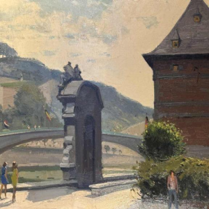 George LAMBILLOTTE (1915-1998): « Namur - porte de lentre Sambre et Meuse »