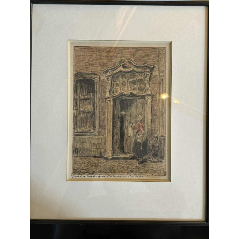 Albert DANDOY (1885-1977): “Door of the rectory of the Church of St. Nicholas in Namur”