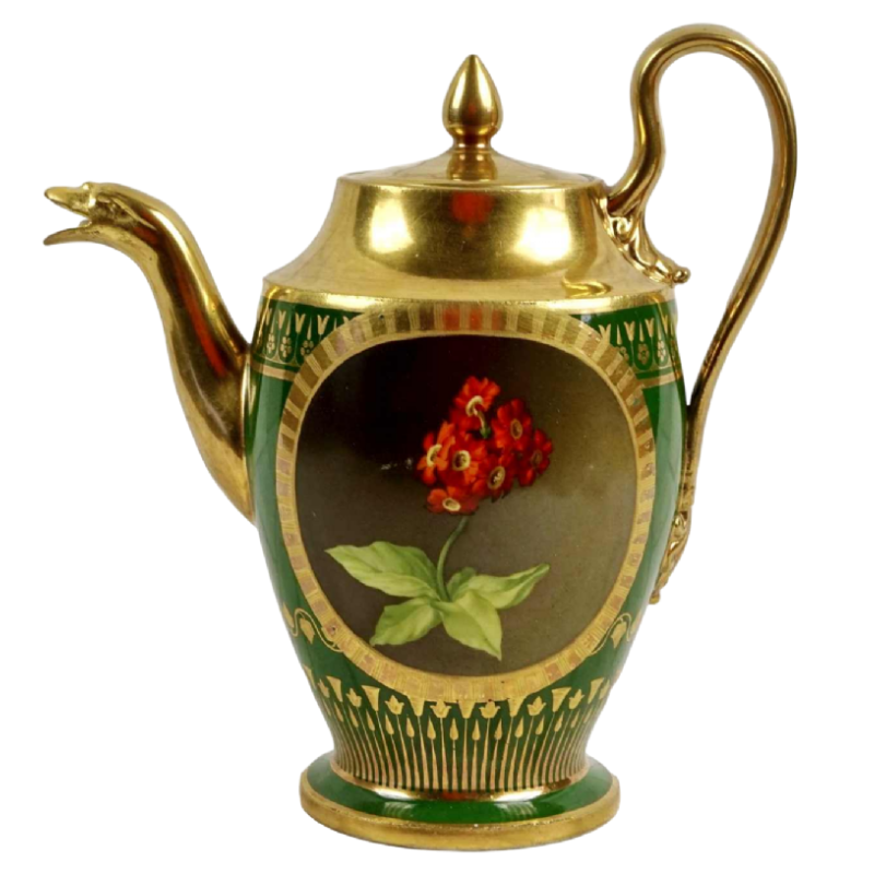 Porcelaine de Paris - Manufacture de Dagoty, theepot, Empire stijl, 19e eeuw