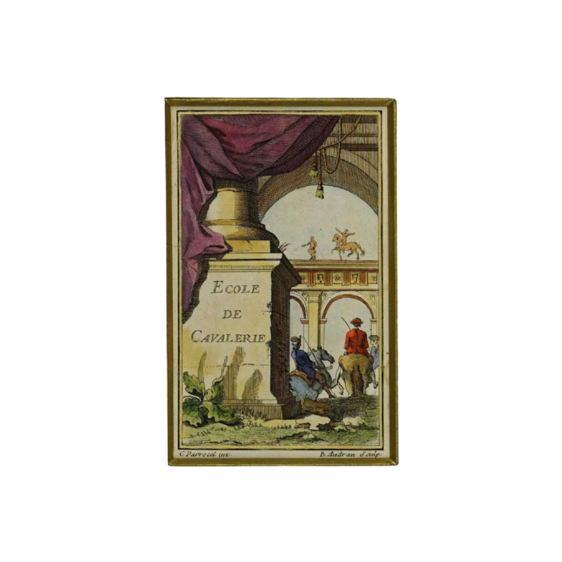 Gravure Benoît Audran - école de cavalerie - XVIIIe s (vers 1735)