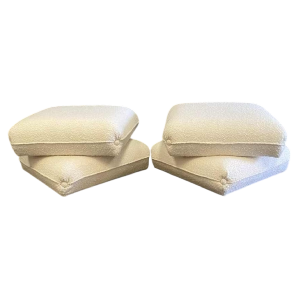 Pair of vintage ottomans in the spirit of the Maison Janssen in Paris, fully restored, ca 1970