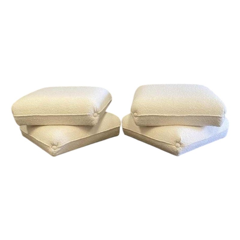 Pair of vintage ottomans in the spirit of the Maison Janssen in Paris, fully restored, ca 1970