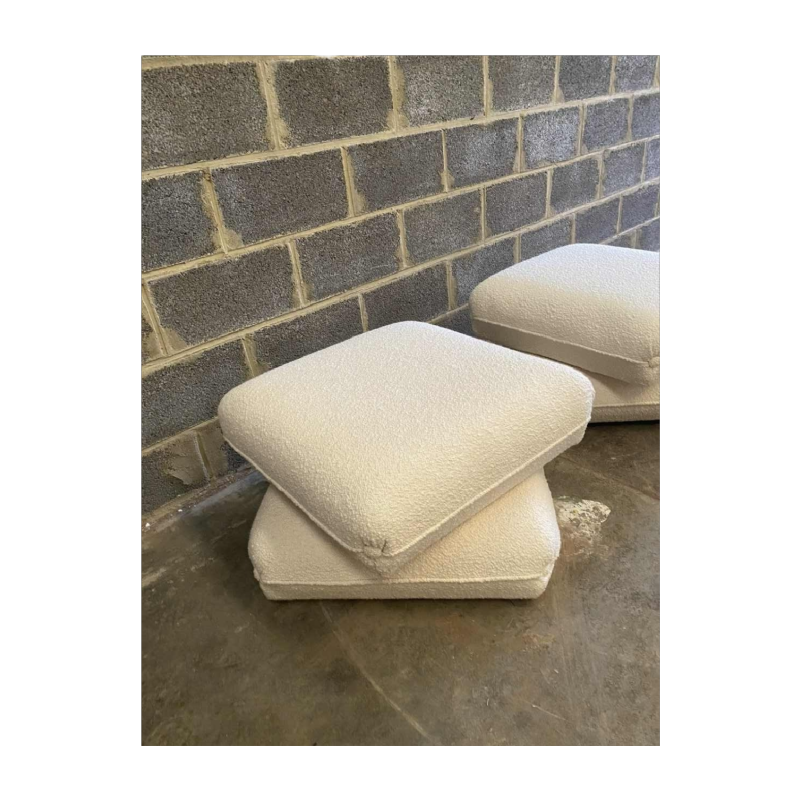 Pair of vintage ottomans in the spirit of the Maison Janssen in Paris, fully restored, ca 1970