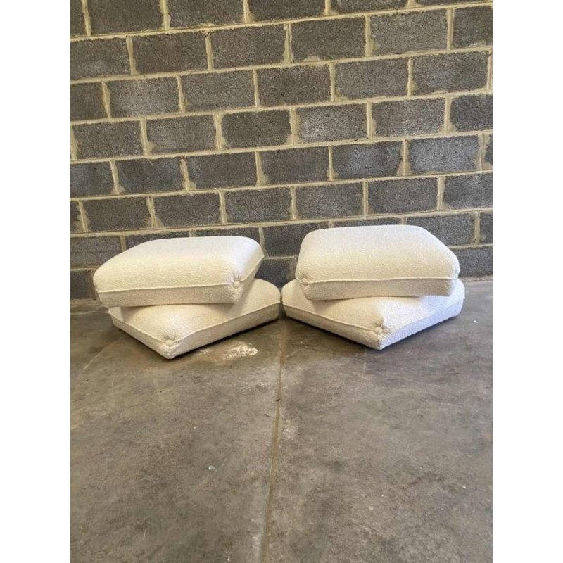 Pair of vintage ottomans in the spirit of the Maison Janssen in Paris, fully restored, ca 1970