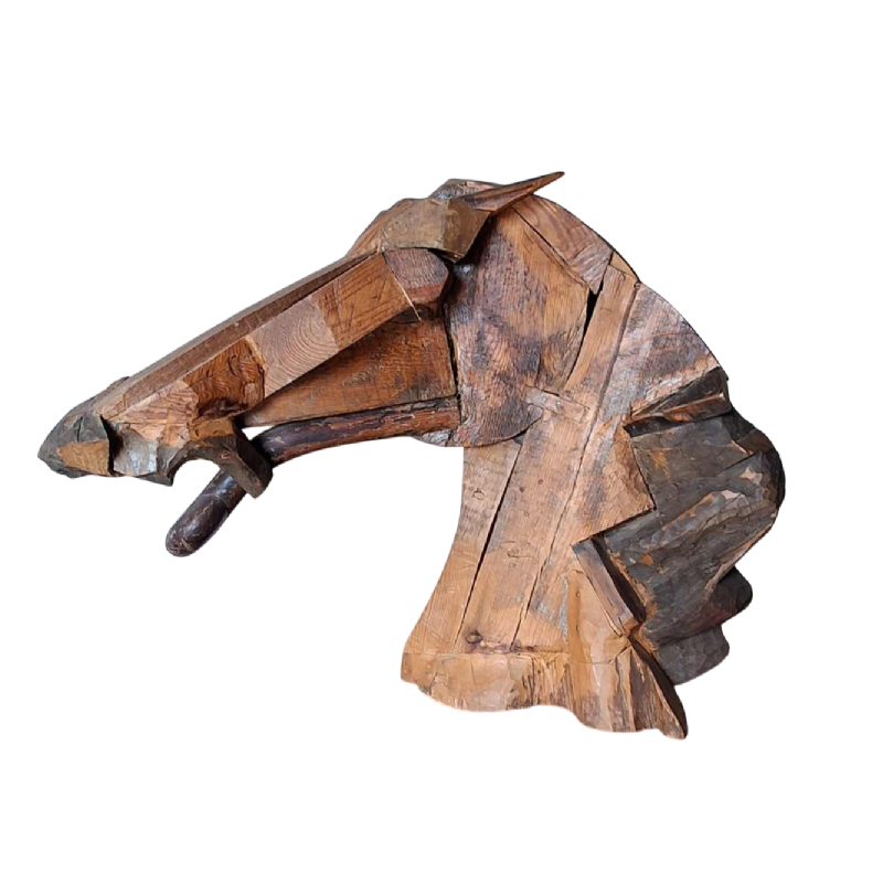 Sculpture art populaire représentant une tête de cheval, XXe s