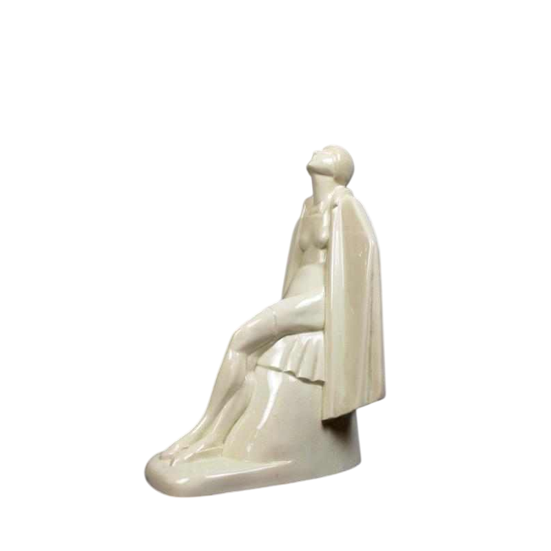 Louis Rivet 'Sortie de bains' sculpture Art Déco en céramique craquelée blanche, ca 1930