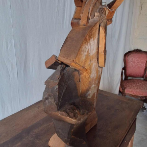 Sculpture art populaire représentant une tête de cheval, XXe s