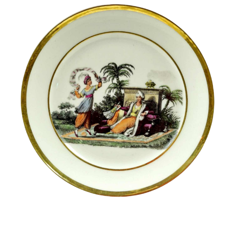 Porcelaine de Paris, assiette à décor de "Turquerie", début XIXe s