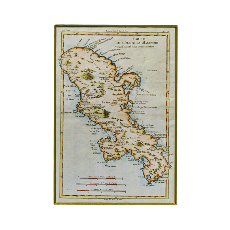 Gravure 'La carte de l'Isle de La Martinique' - XVIIIe s