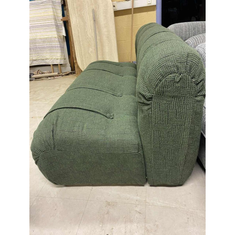 Restored vintage sofa attributed to MEUROP, green Chamick fabric, chromed steel tubular frame, ca 1960