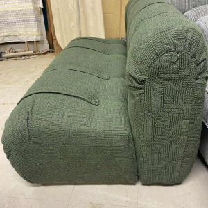 Restored vintage sofa attributed to MEUROP, green Chamick fabric, chromed steel tubular frame, ca 1960