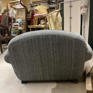 Pair of Art Deco Paquebot club armchairs upholstered in mottled grey velvet, ca 1930